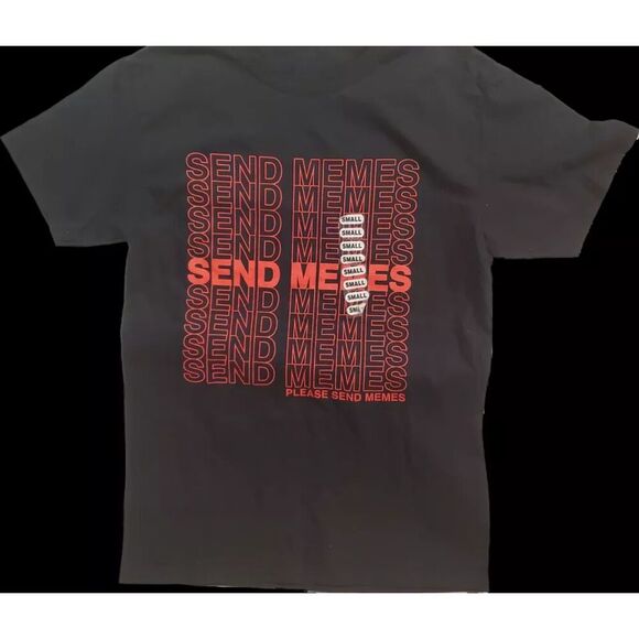 Fruit Of The Loom Men's Tshirt Send Memes Graphic Print Funny Goth Small NWT - Picture 5 of 7